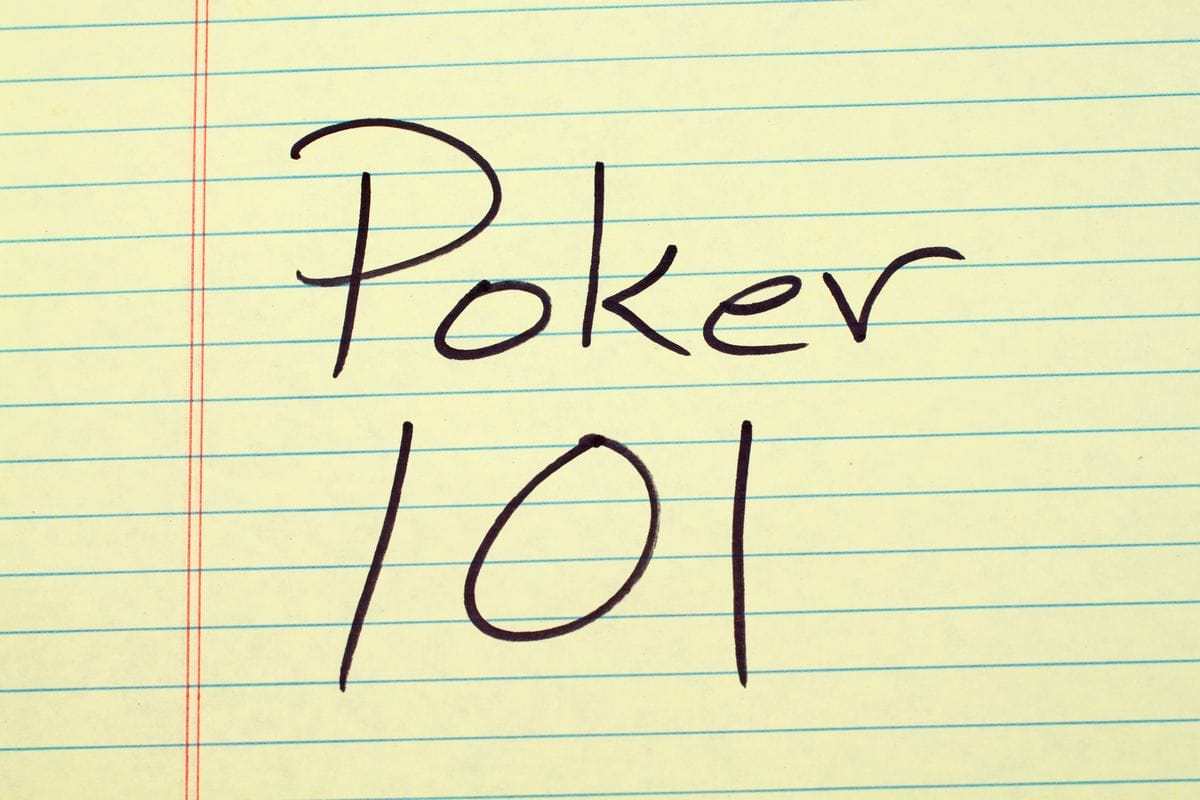 The words Poker 101 written on a yellow legal pad