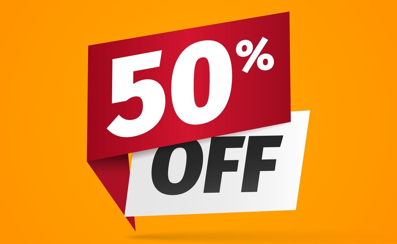 Yellow Sticker with fifty percent discount
