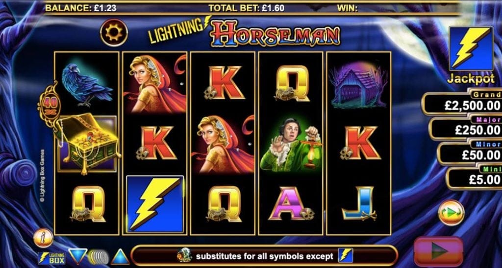 screenshot of Lightning Horseman online slots game by NYX gaming