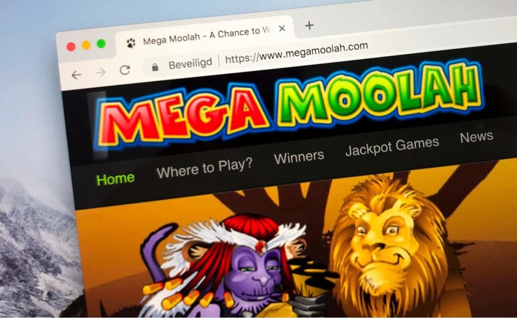  Website of Mega Moolah progressive online jackpot game