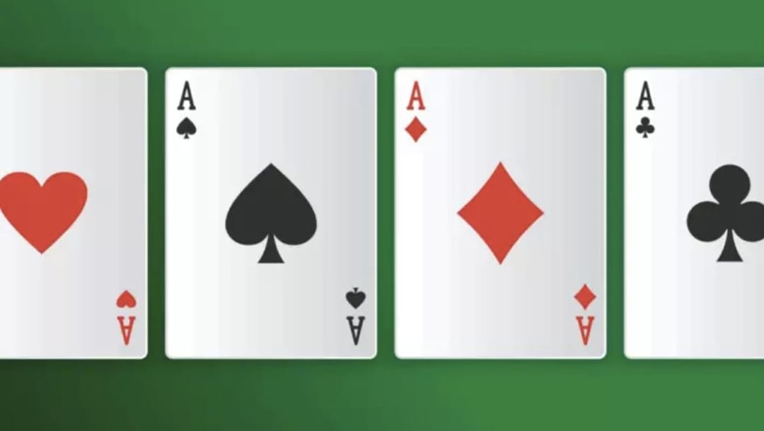 Quad aces in poker.