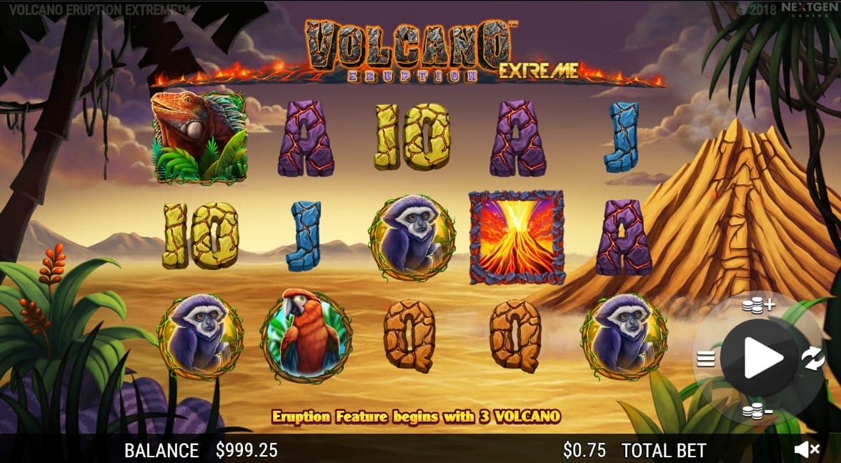 Volcano Eruption Extreme slot screenshot with a volcano in the background