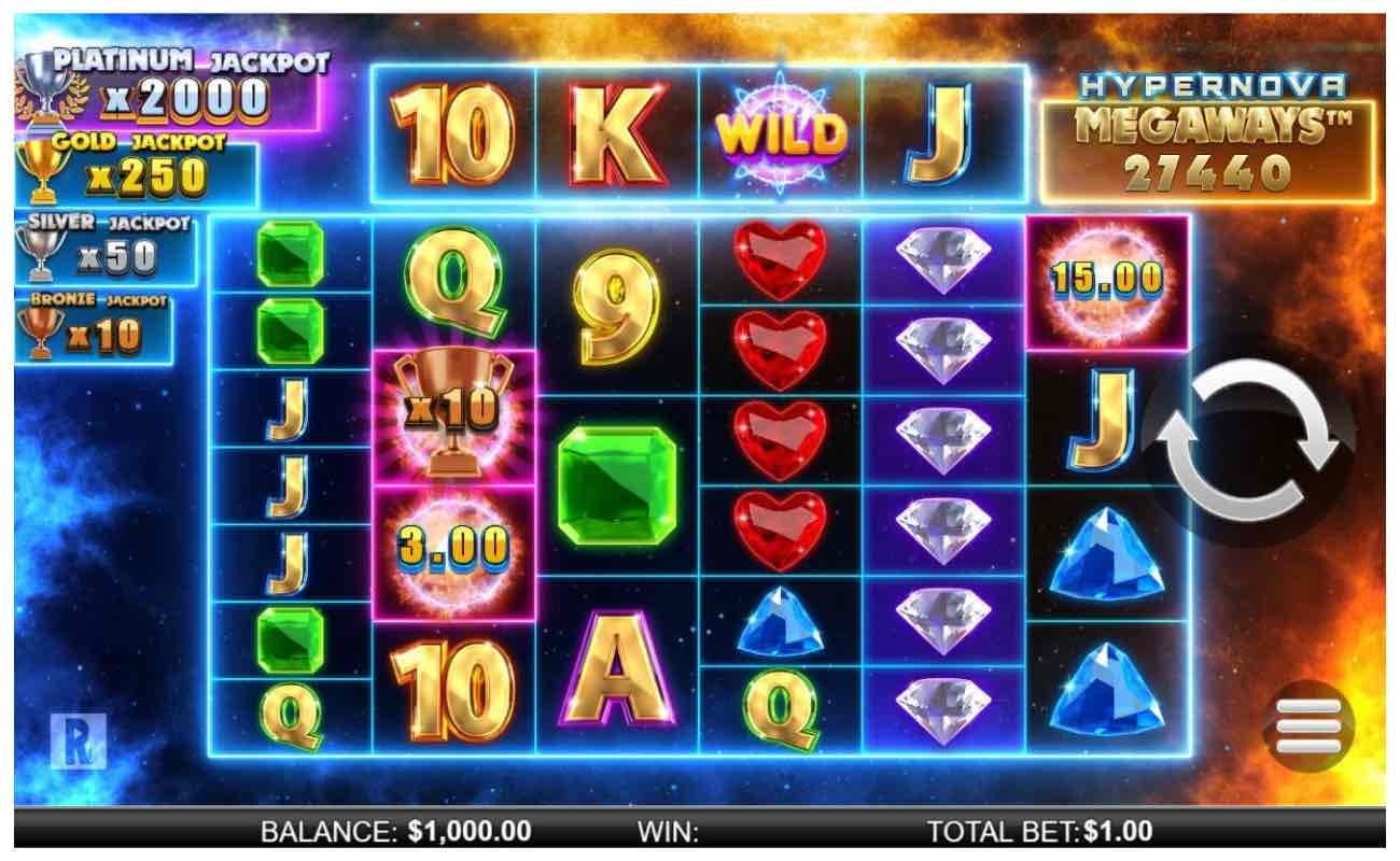 Hypernova Megaways online slot casino game by NYX