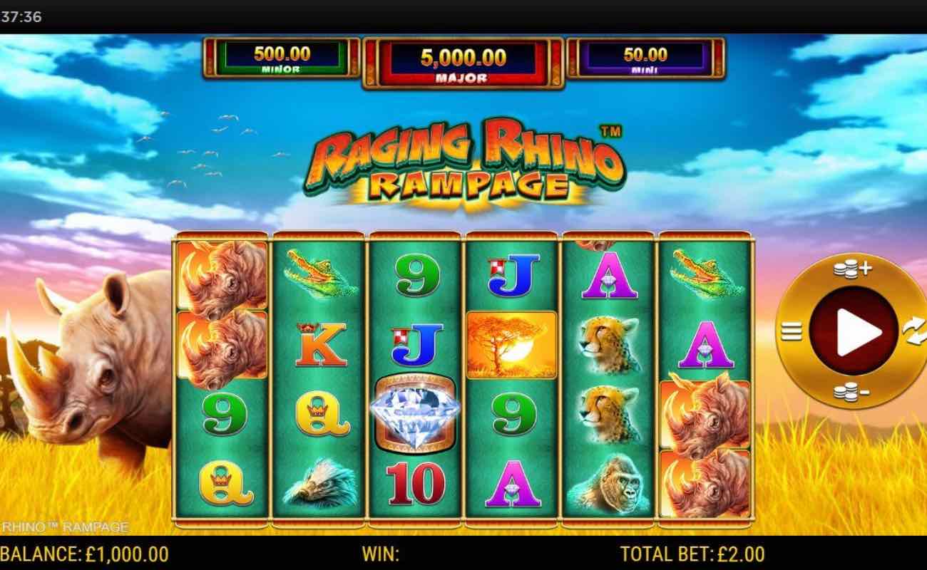 Raging Rhino Rampage online casino slot game by NYX