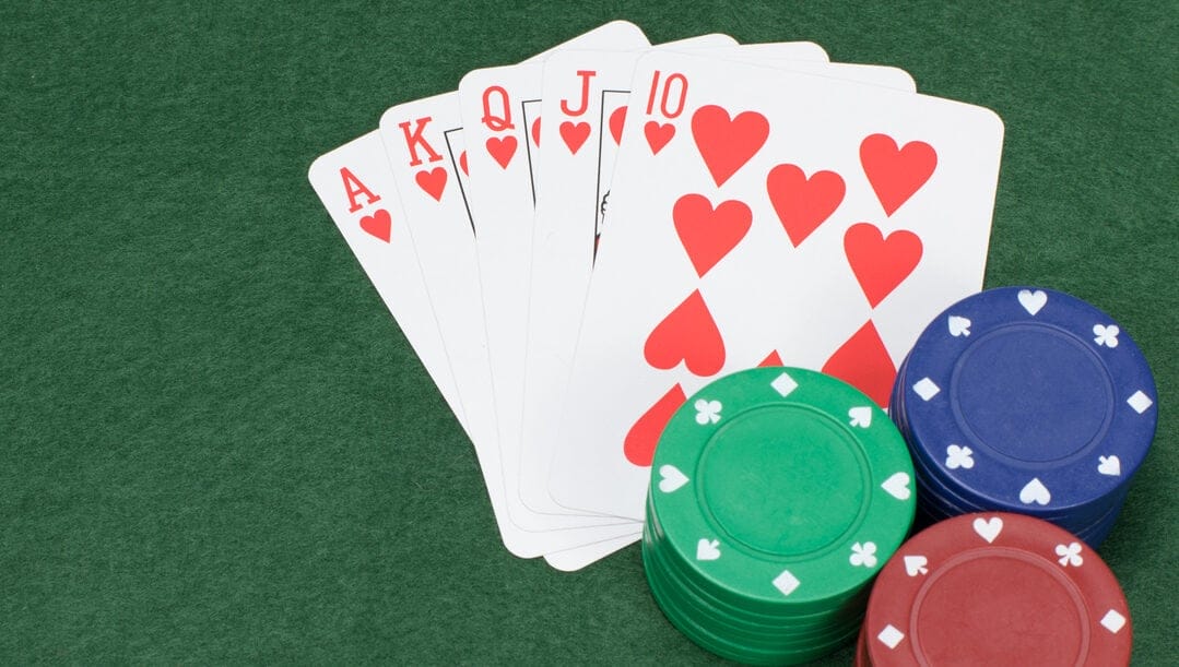 Ace, King, Queen, Jack, and 10 cards on a green background.