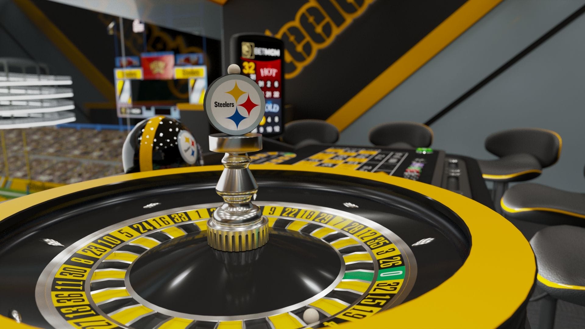 Roulette with the Pittsburgh Steelers logo.