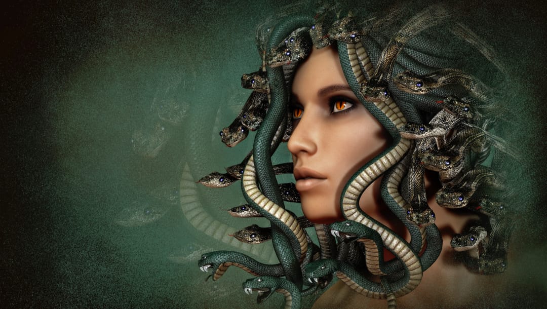 An image of Medusa with serpents in place of hair.