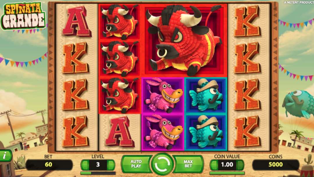 Spiñata Grande online slot game screen.