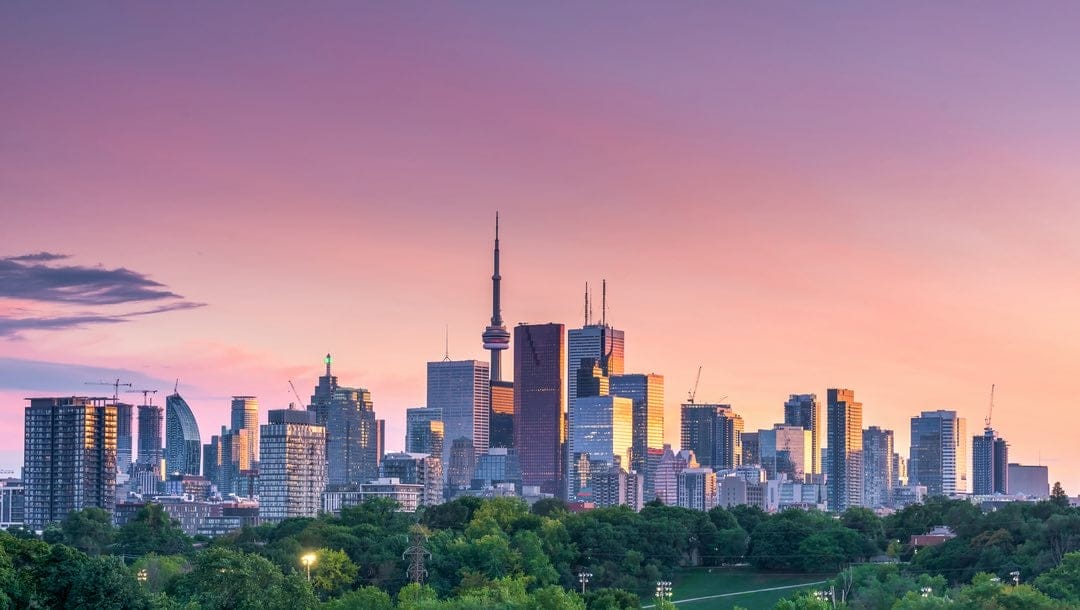 Sunset in the city of Toronto.