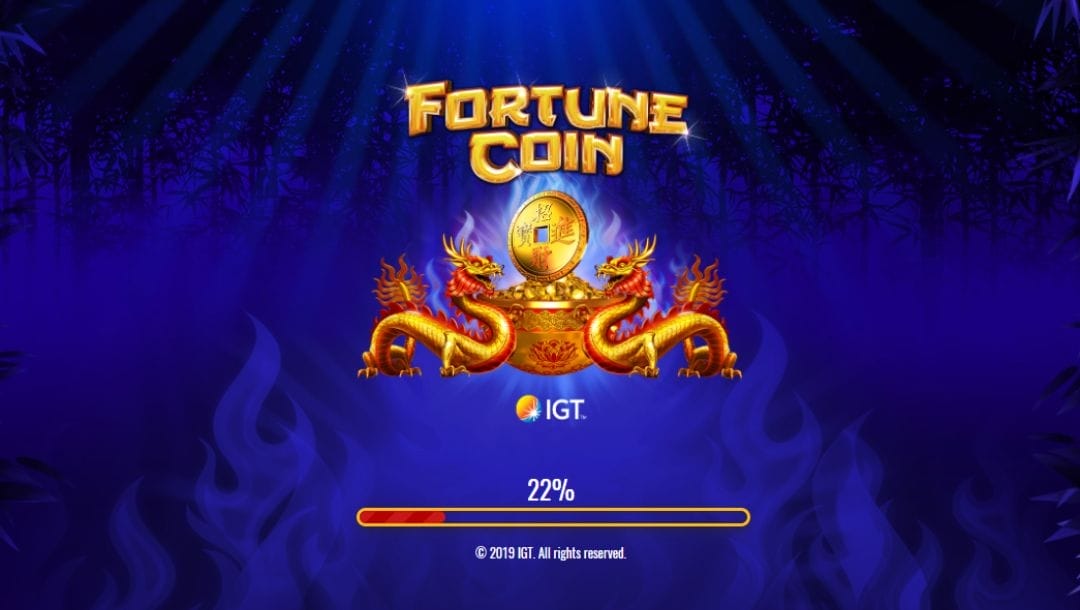 Screenshot of Fortune Coin online slot game loading screen.