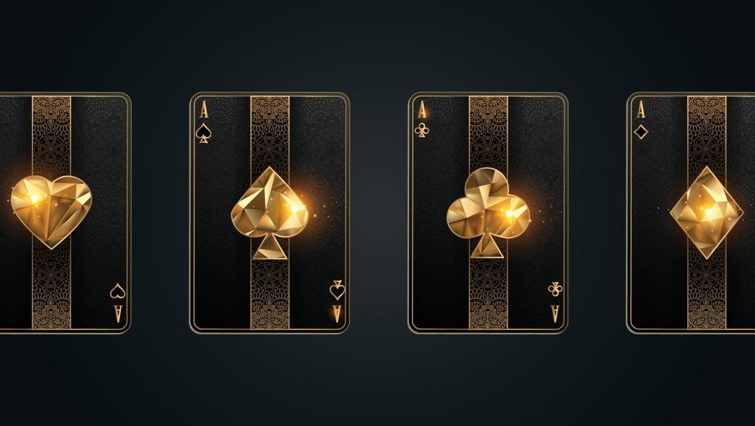 Black and gold poker card suites.