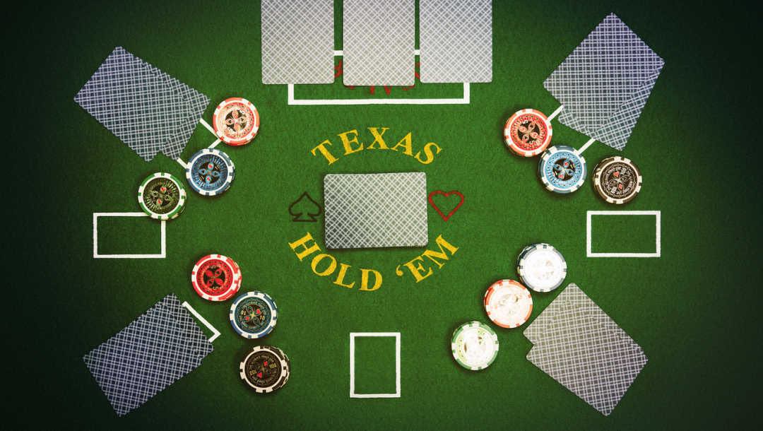 Top view of the setup for Texas Hold’em.