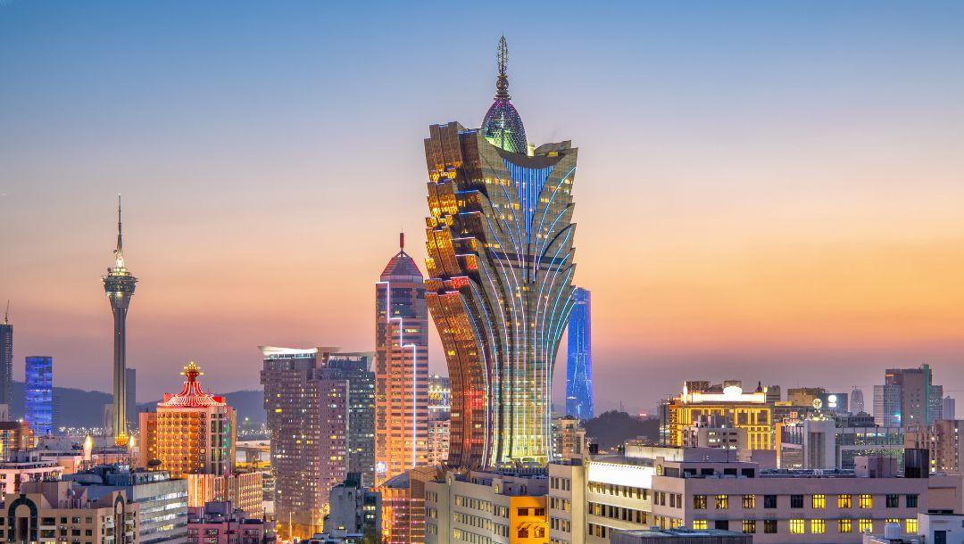 Header image, Casino Lisboa in the Macau skyline, China