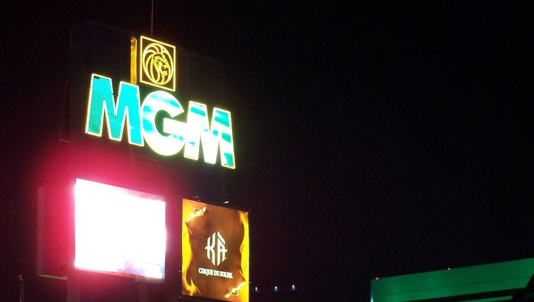 MGM sign in Las Vegas at night