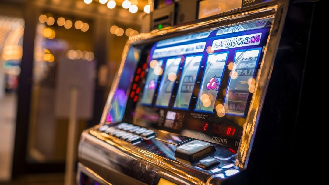 Header image, close up of a slot machine in a casino