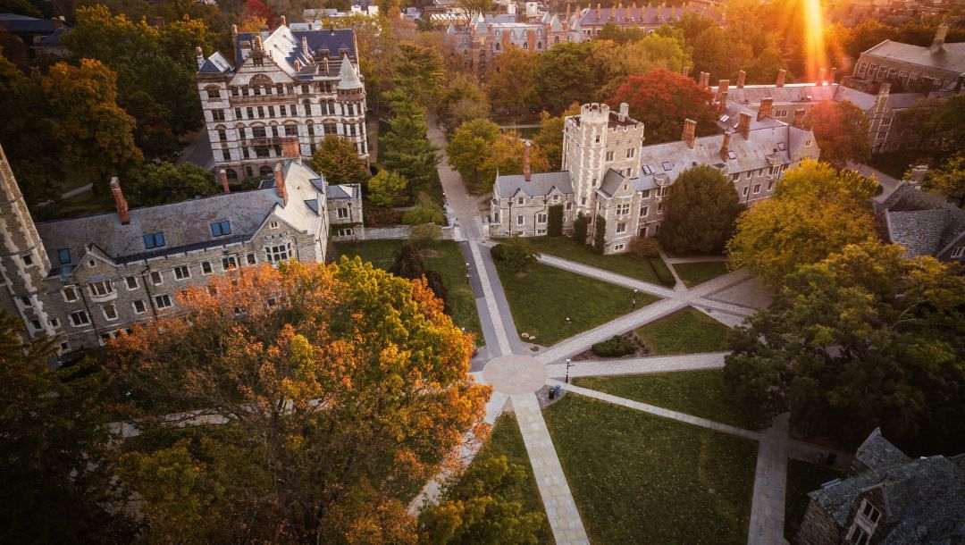 aerial view of Princeton University in New Jersey