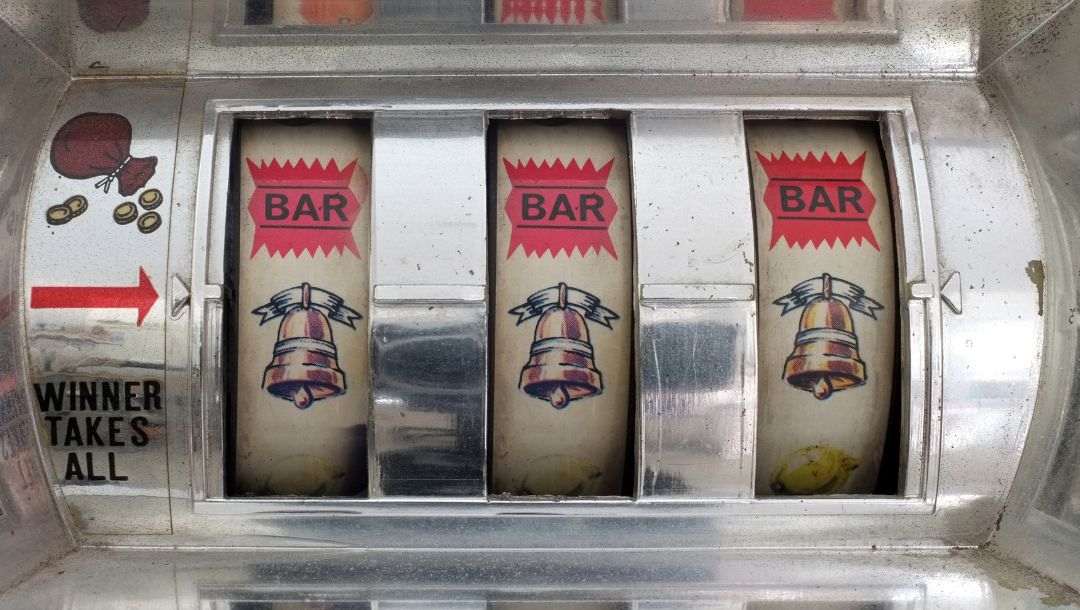 Bell and bar symbols on a vintage slot machine