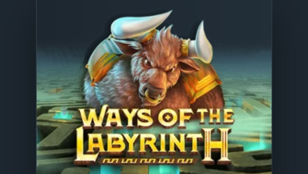 title page of the online slots game, Ways of the Labyrinth by Leander