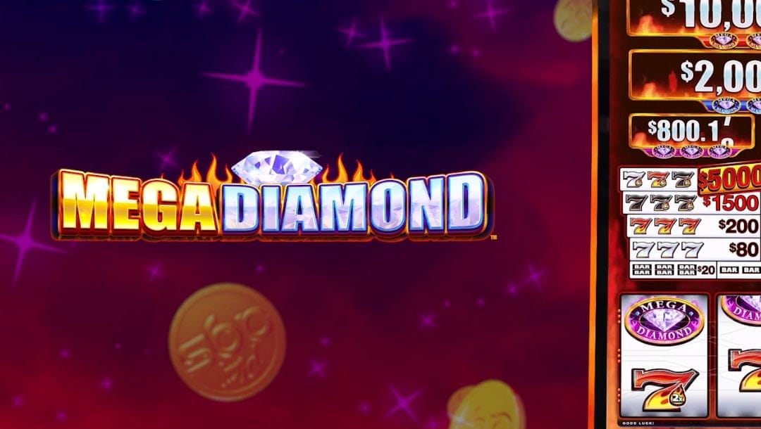 The Mega Diamond logo and a cropped section of the AGS slot game.