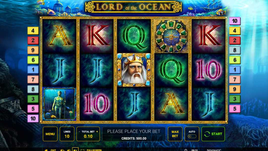 Lord of the Ocean online slot game screenshot.