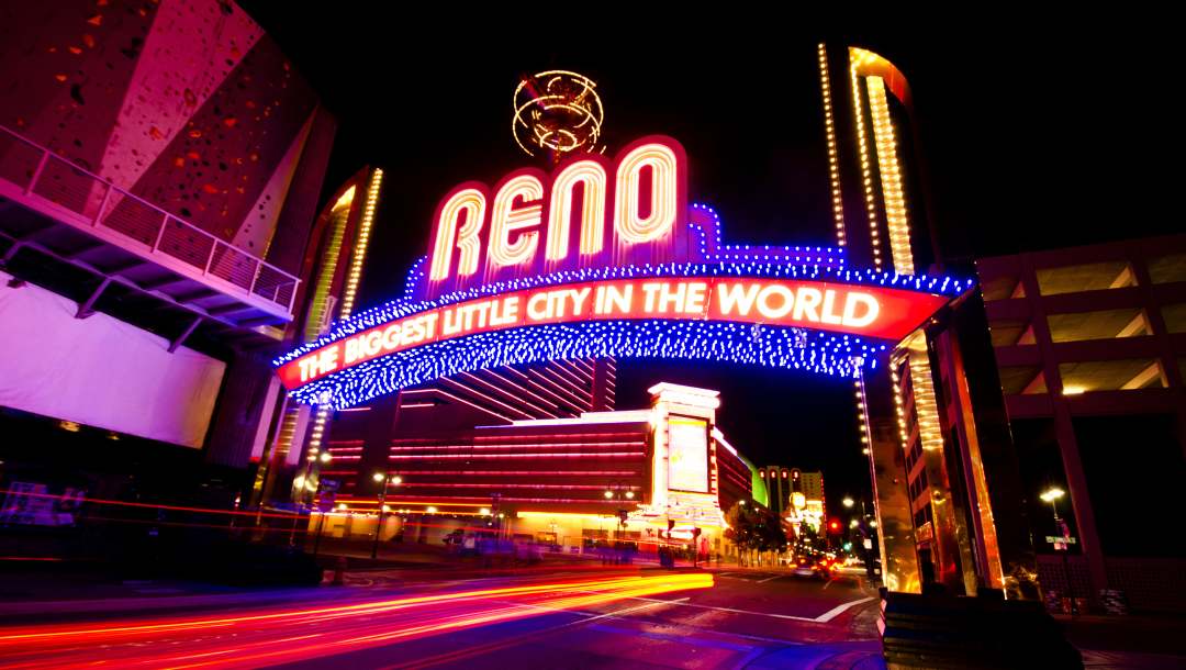 A view of the Reno Arch in Reno, Nevada.