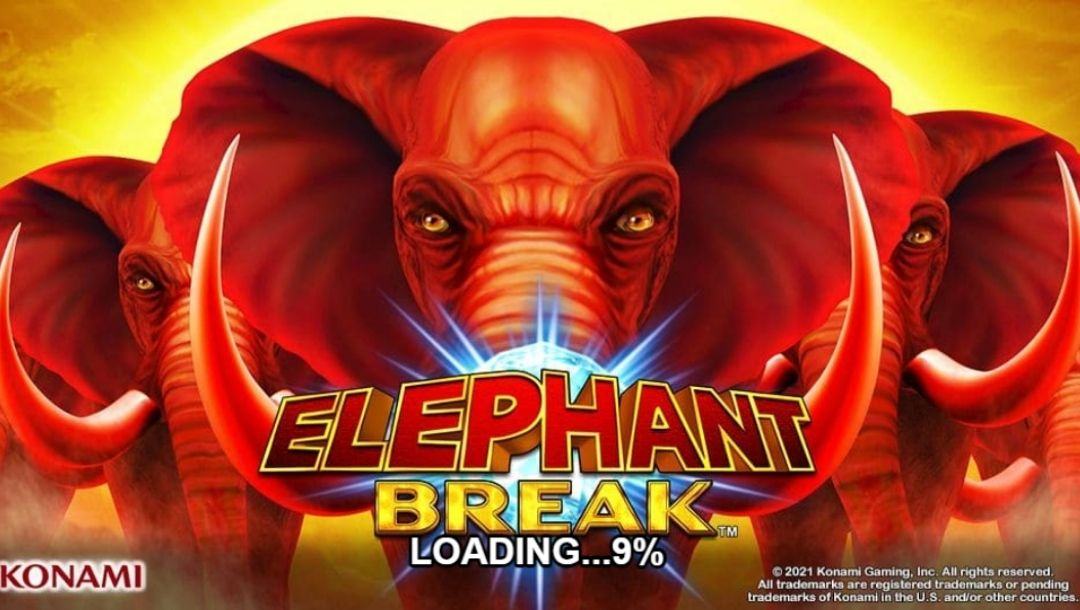 The loading screen for the Elephant Break slot game by Konami.