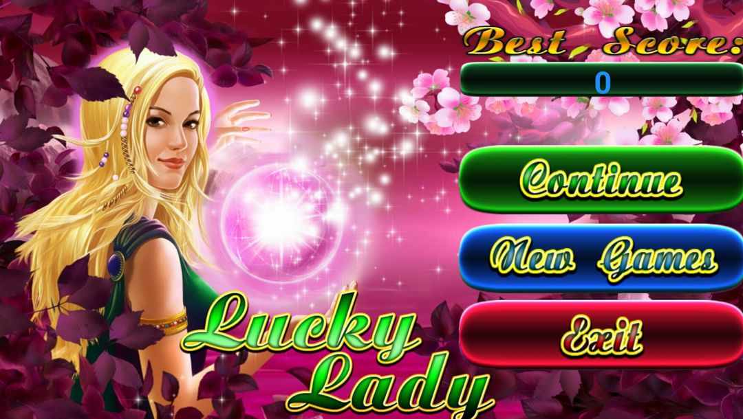 The title screen for Lucky Lady Charm online slot.