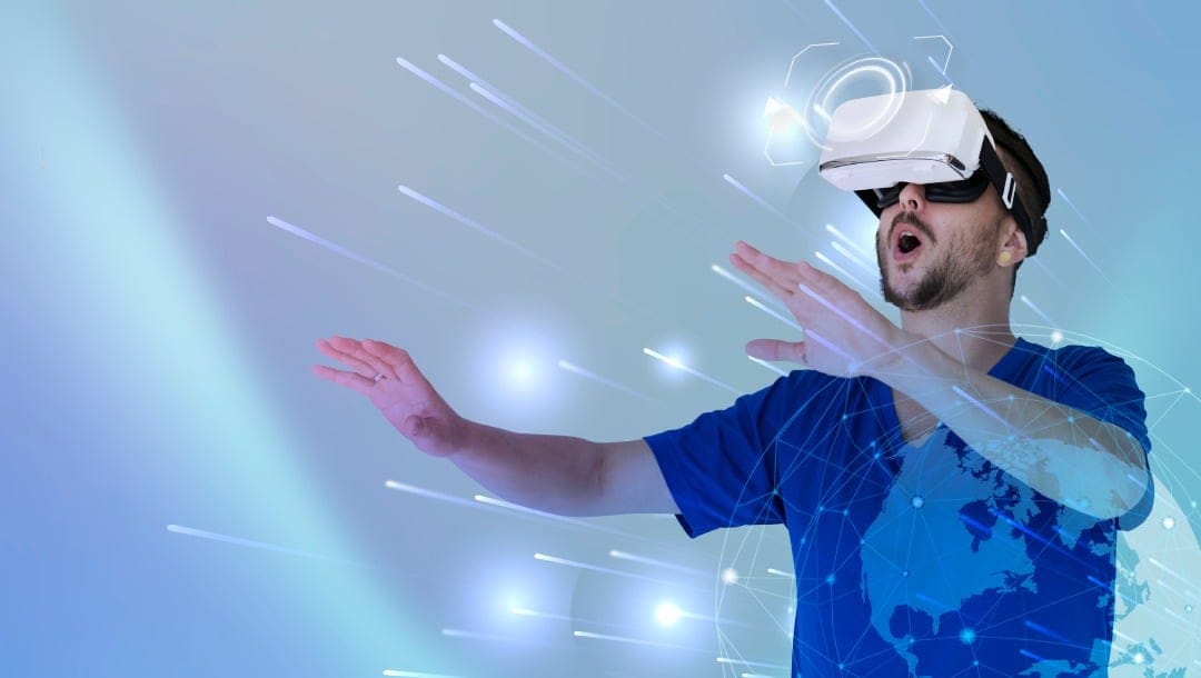 A man enjoying a VR headset.