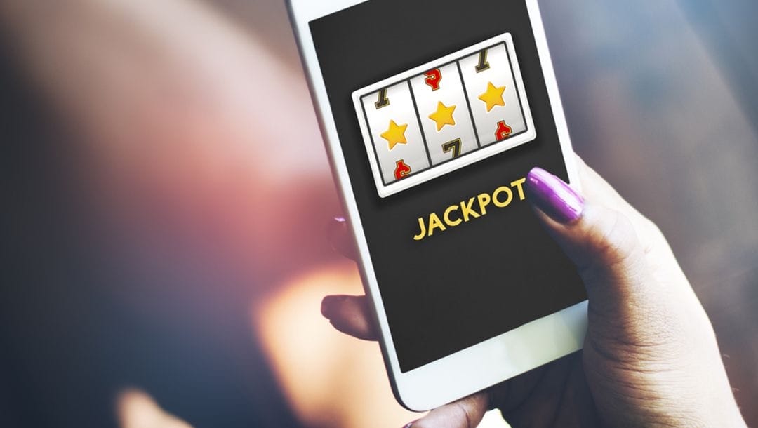 A simple slot game featured on a smartphone screen.