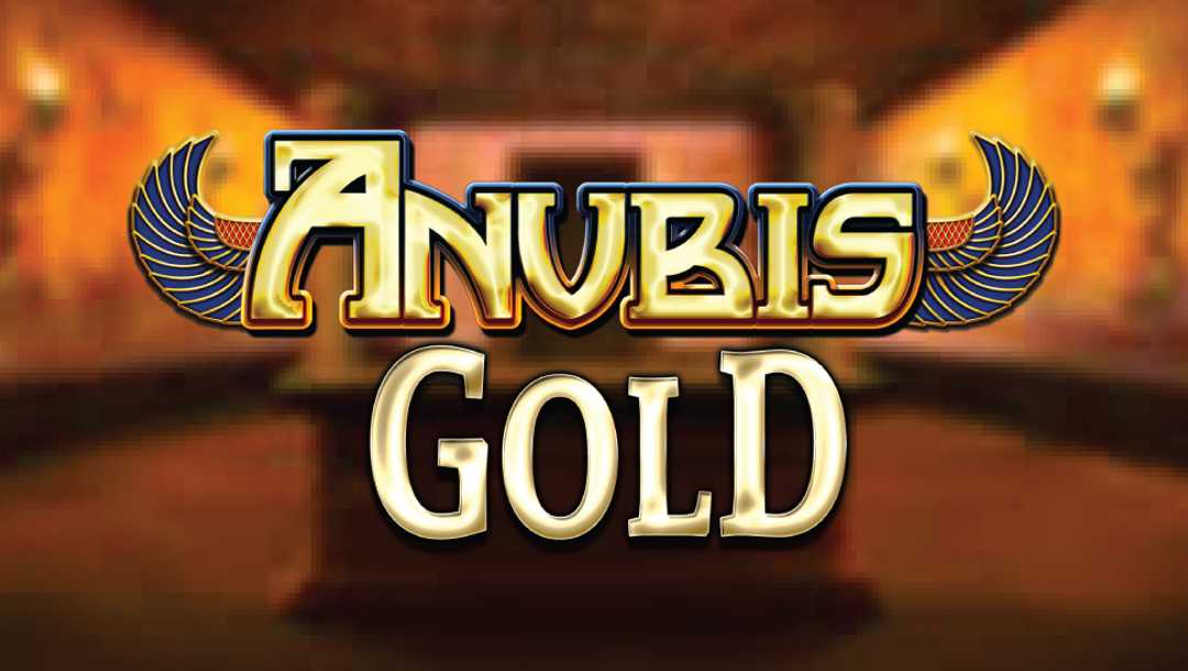 Title screen for Anubis Gold Jackpots online slot.