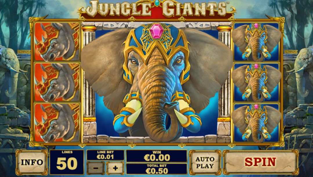 Start screen to Jungle Giants by Playtech.