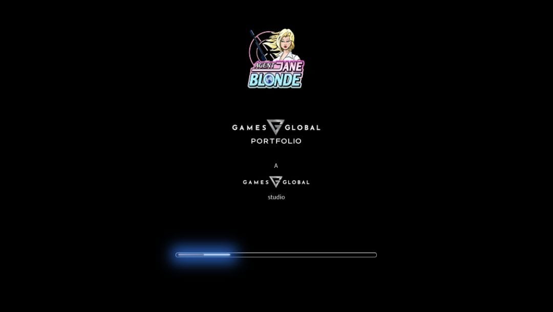 Loading screen to Agent Jane Blonde Max Volume by Microgaming.