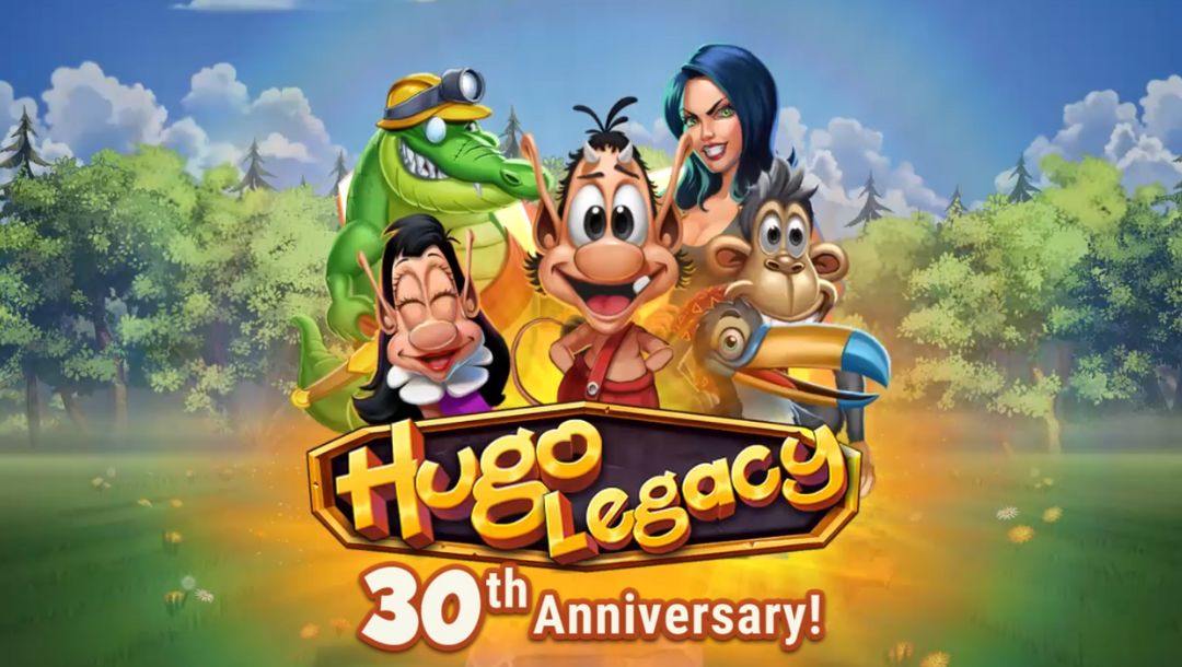 The title screen of Hugo Legacy, the online slot game by Play ‘n Go.