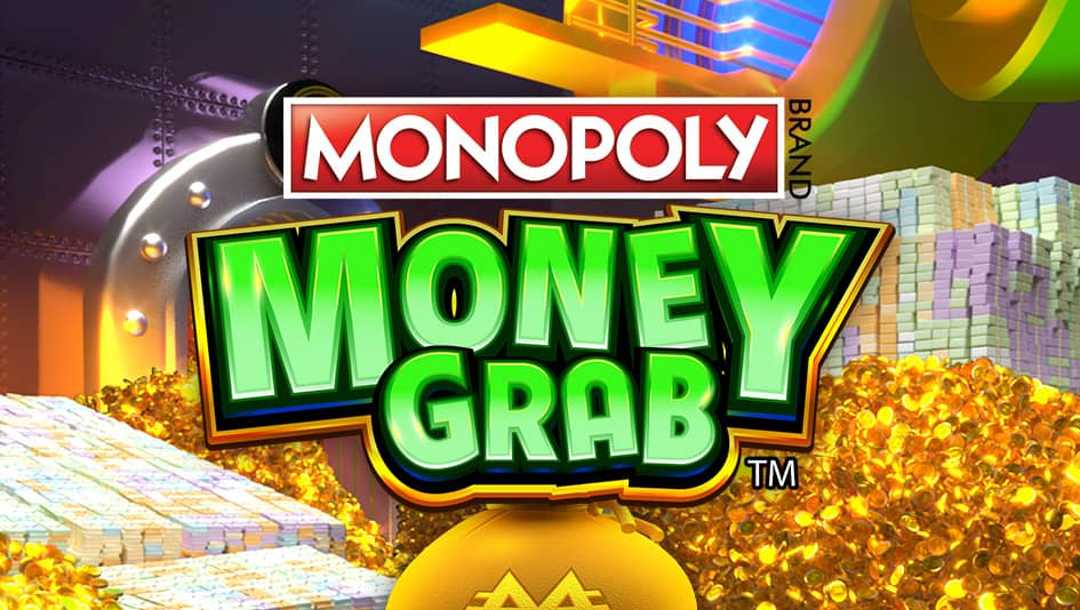 Title screen for Monopoly Money Grab online slot.