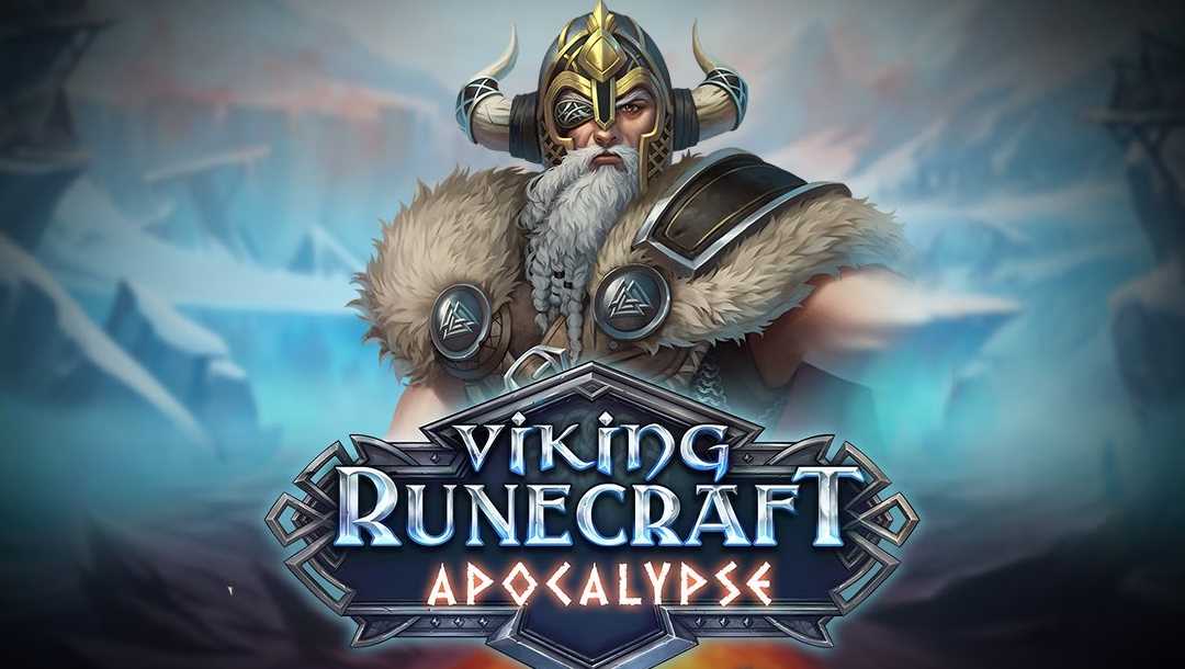 Title screen for Viking Runecraft Apocolypse online slot.