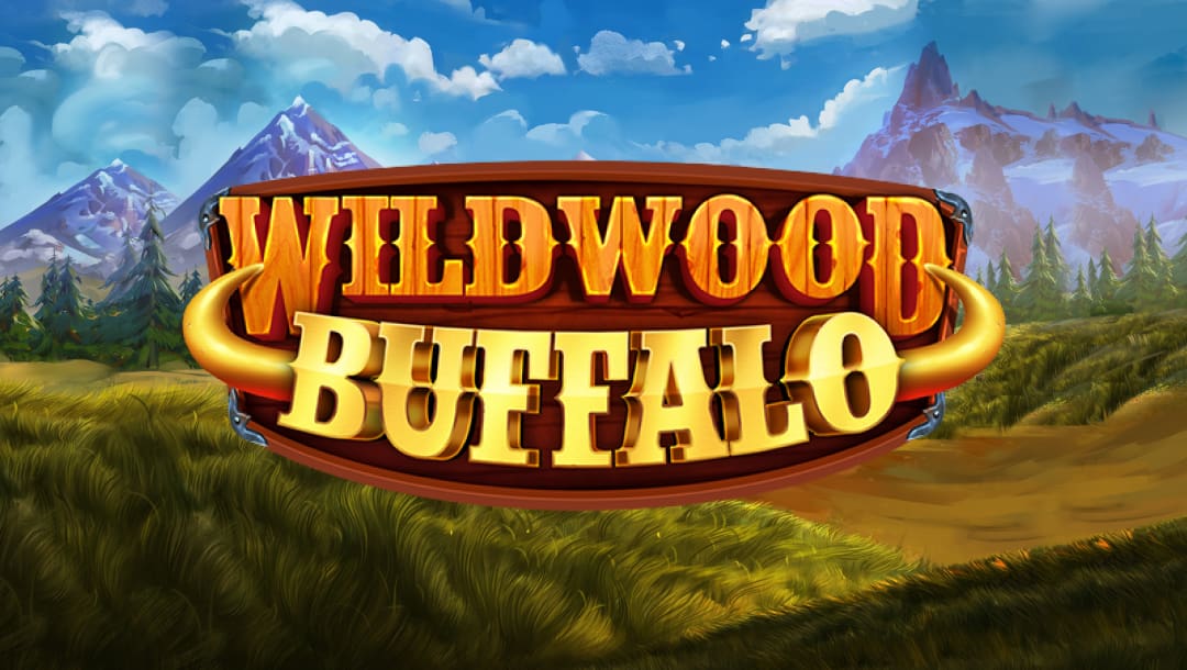 The Wildwood Buffalo online slot game loading screen featuring the game logo, and mountain range in the background.