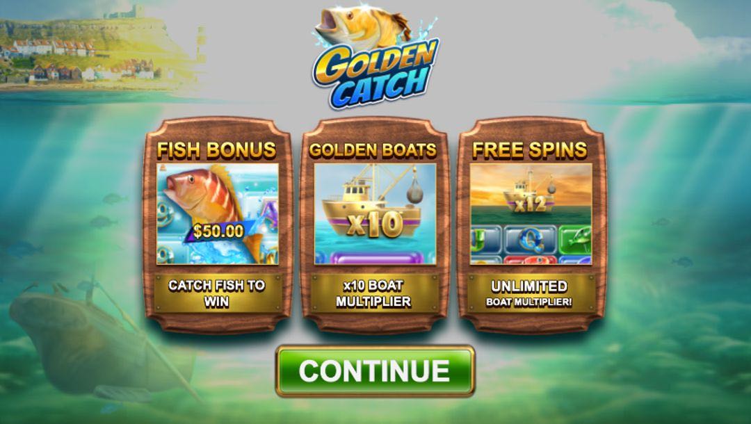 Golden Catch online slot loading screen.