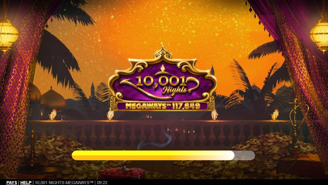10,001 Nights Megaways online slot game screenshot.