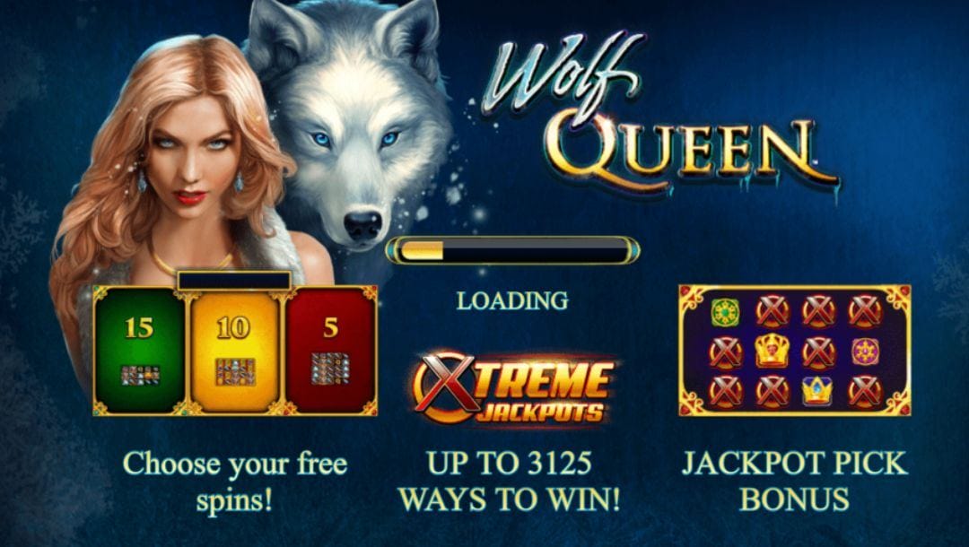 Screenshot of Wolf Queen online slot game.