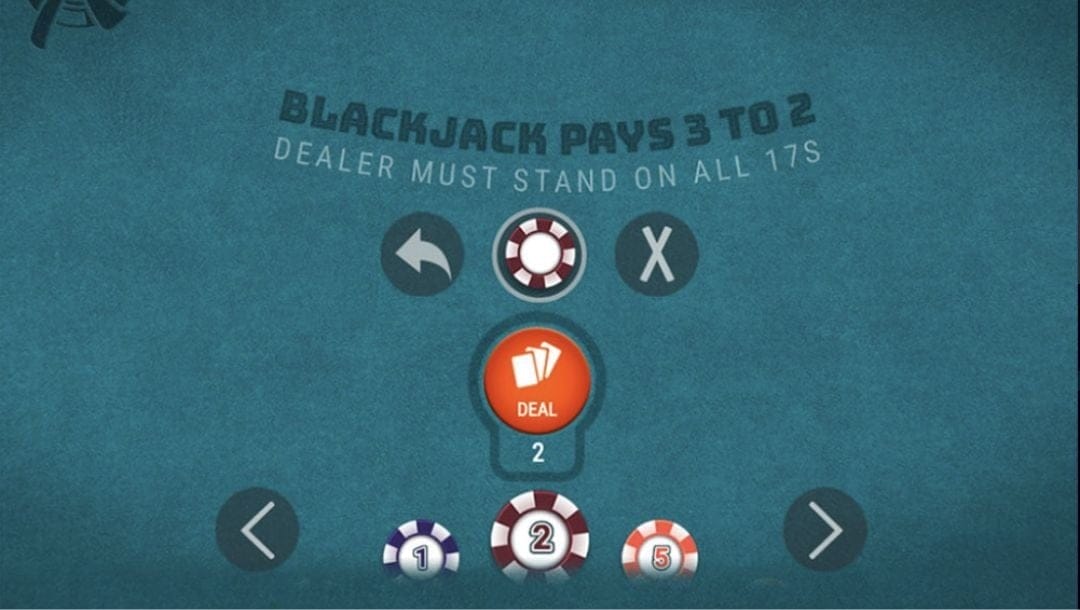 Screen to Blackjack Xchange showing a deal.