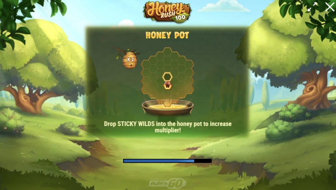 Loading screen to Honey Rush 100 by Play’n Go.