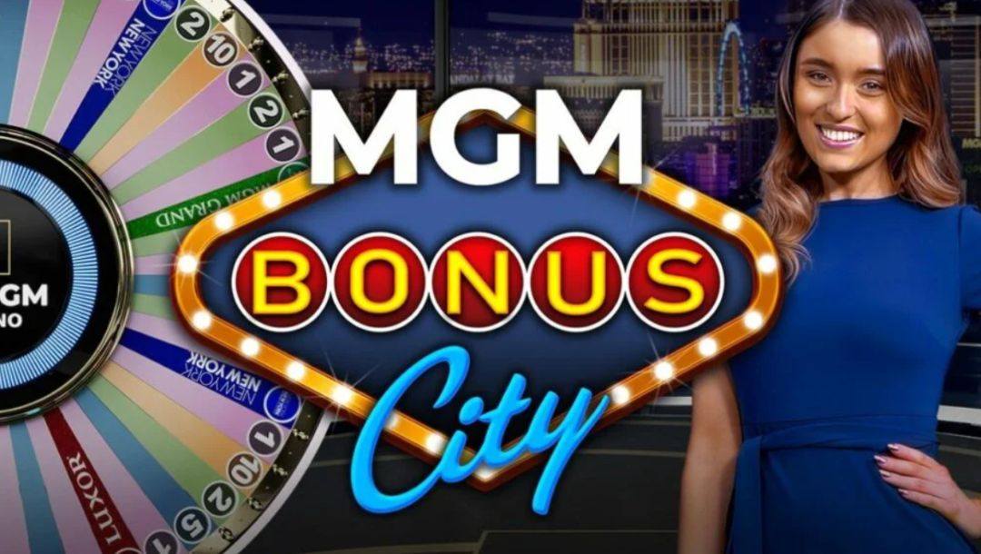 The title screen for MGM Bonus City by Inspired Entertainment.