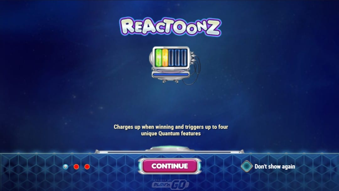 Reactoonz online slot game screenshot.