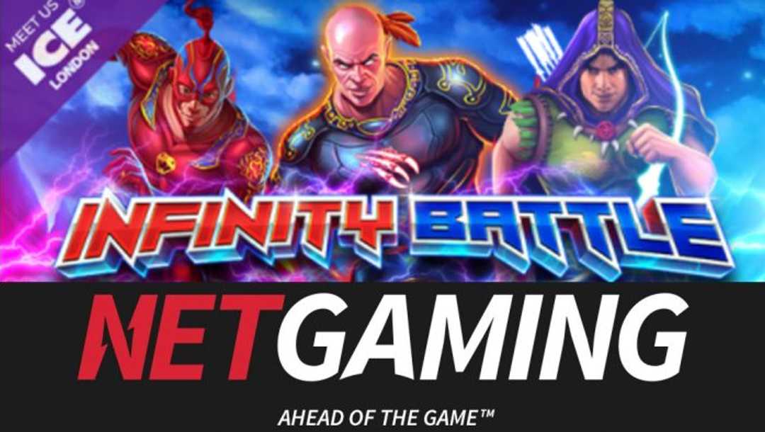 Title screen for Infinity Battle online slot.