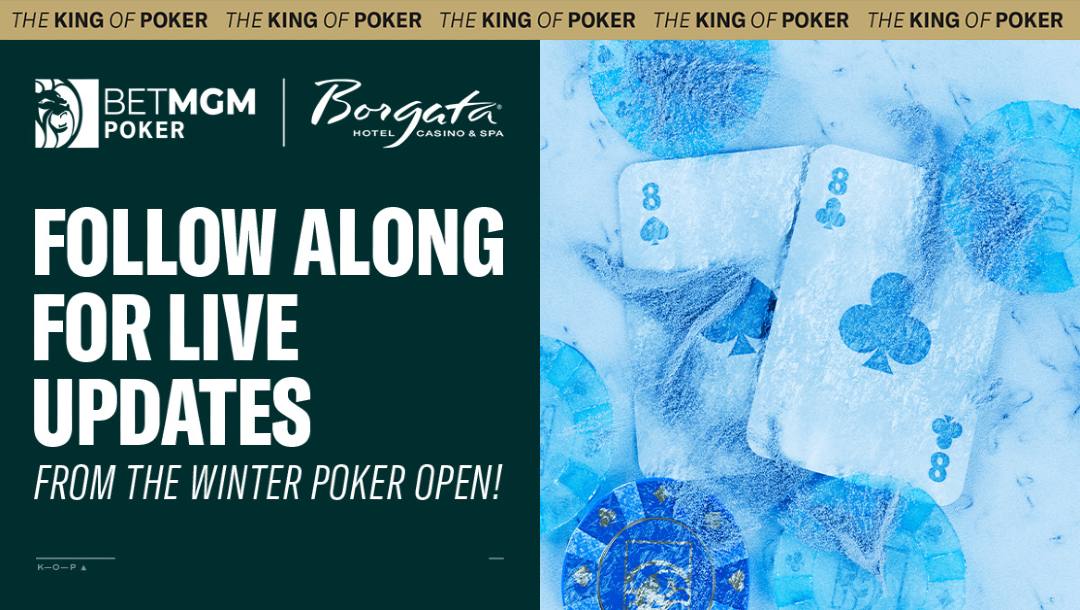 Borgata Winter Poker Open promo image with the text "Follow along for live updates"