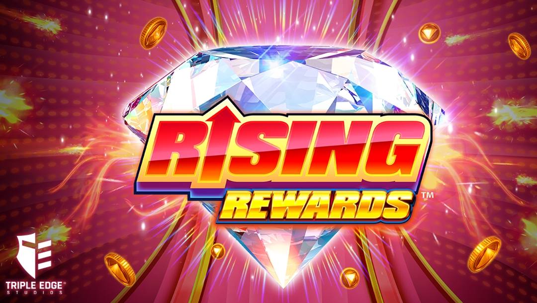 Title page in online slot Rising Rewards by Triple Edge Studios