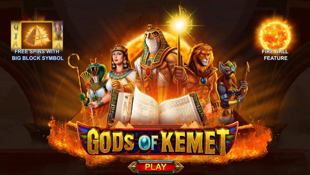 Gods of Kemet online slot loading screen.