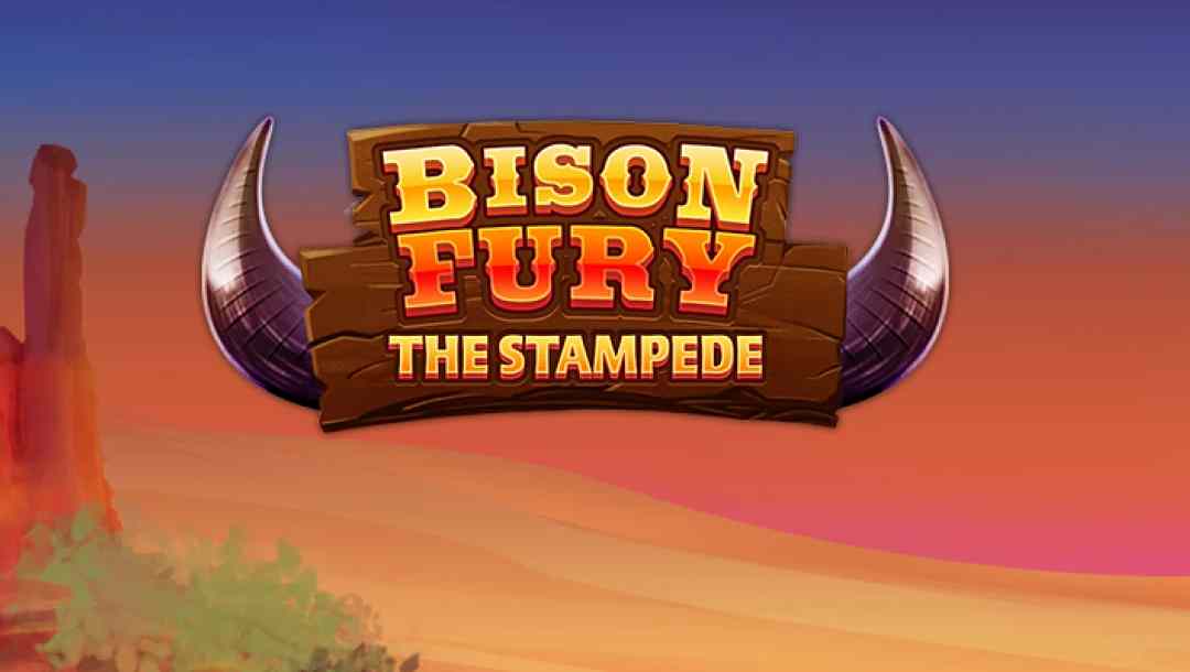 The title screen for Bison Fury The Stampede online casino slot