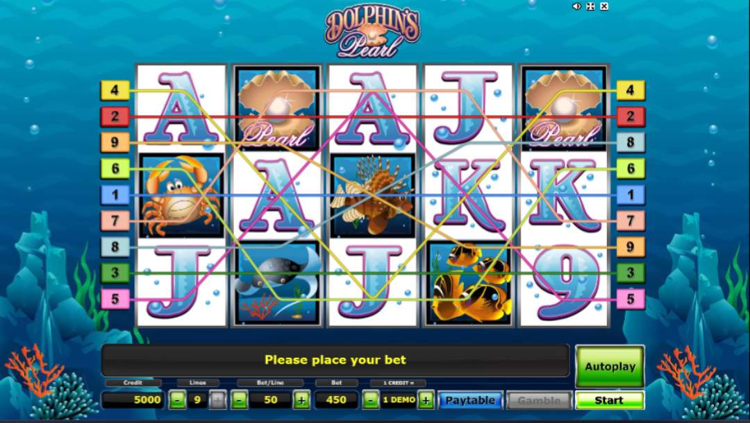 Thunder Cash Dolphin’s Pearl casino game winning combination on the reels.