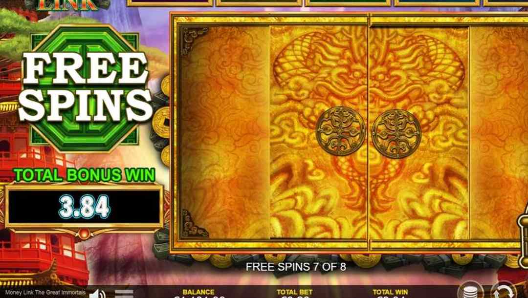 The free spins round on Money Link The Great Immortals online slot.